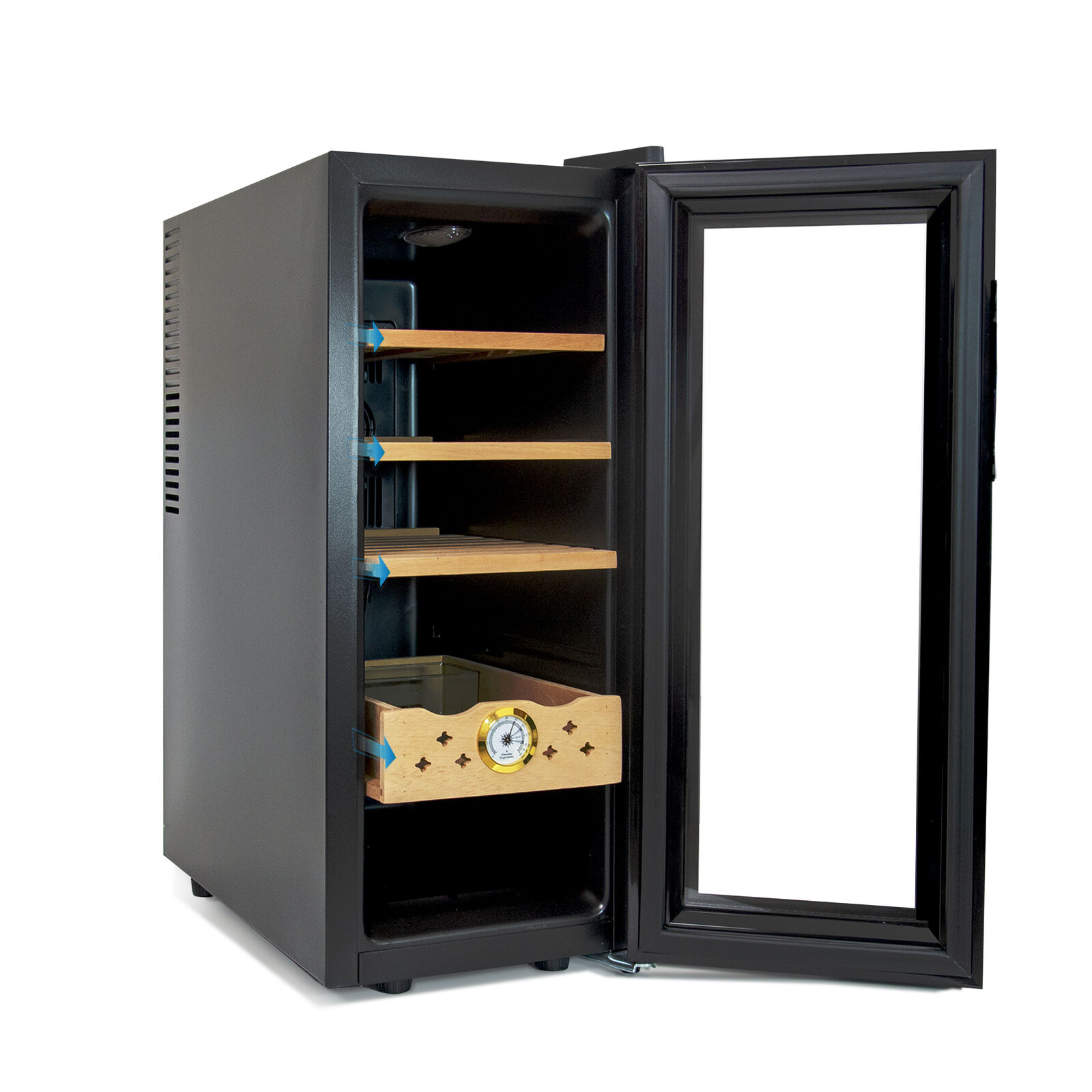 35L 250 Counts Electric Humidor Cigar Cooler Cooling & Heated Cedar Wood 