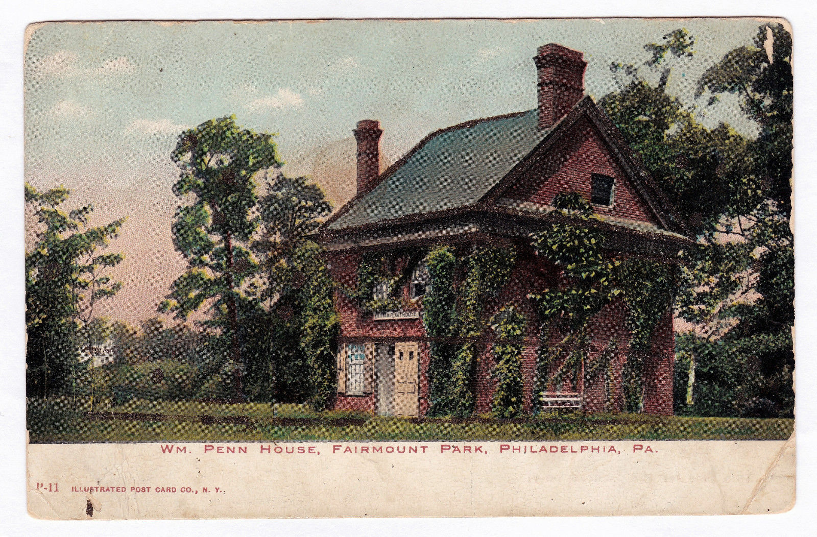 1901-07 Philadelphia PA Postcard William Wm. Penn House Fairmount Park Glitter