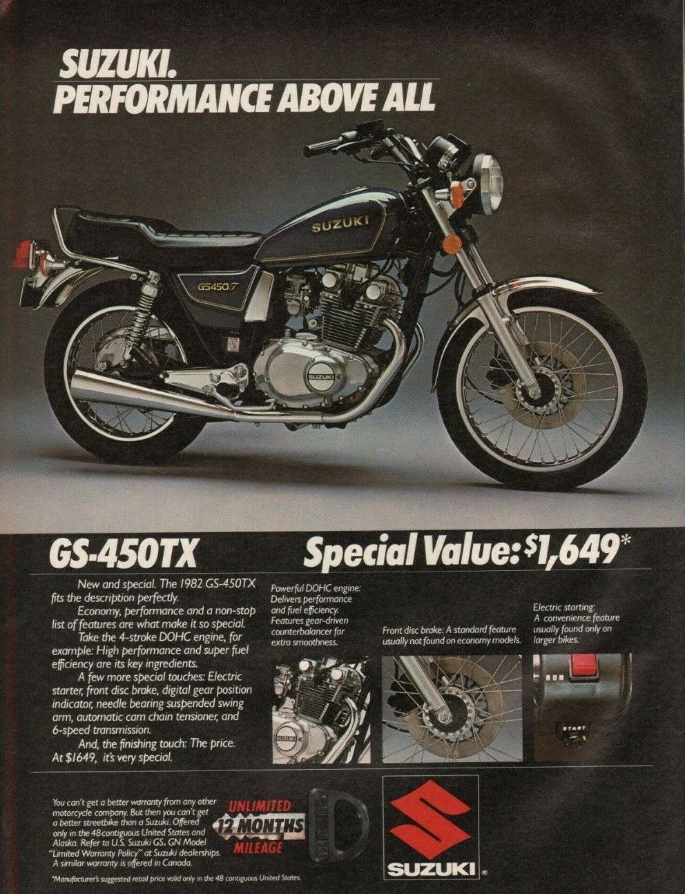 1982 Suzuki GS-450TX - Vintage Motorcycle Ad