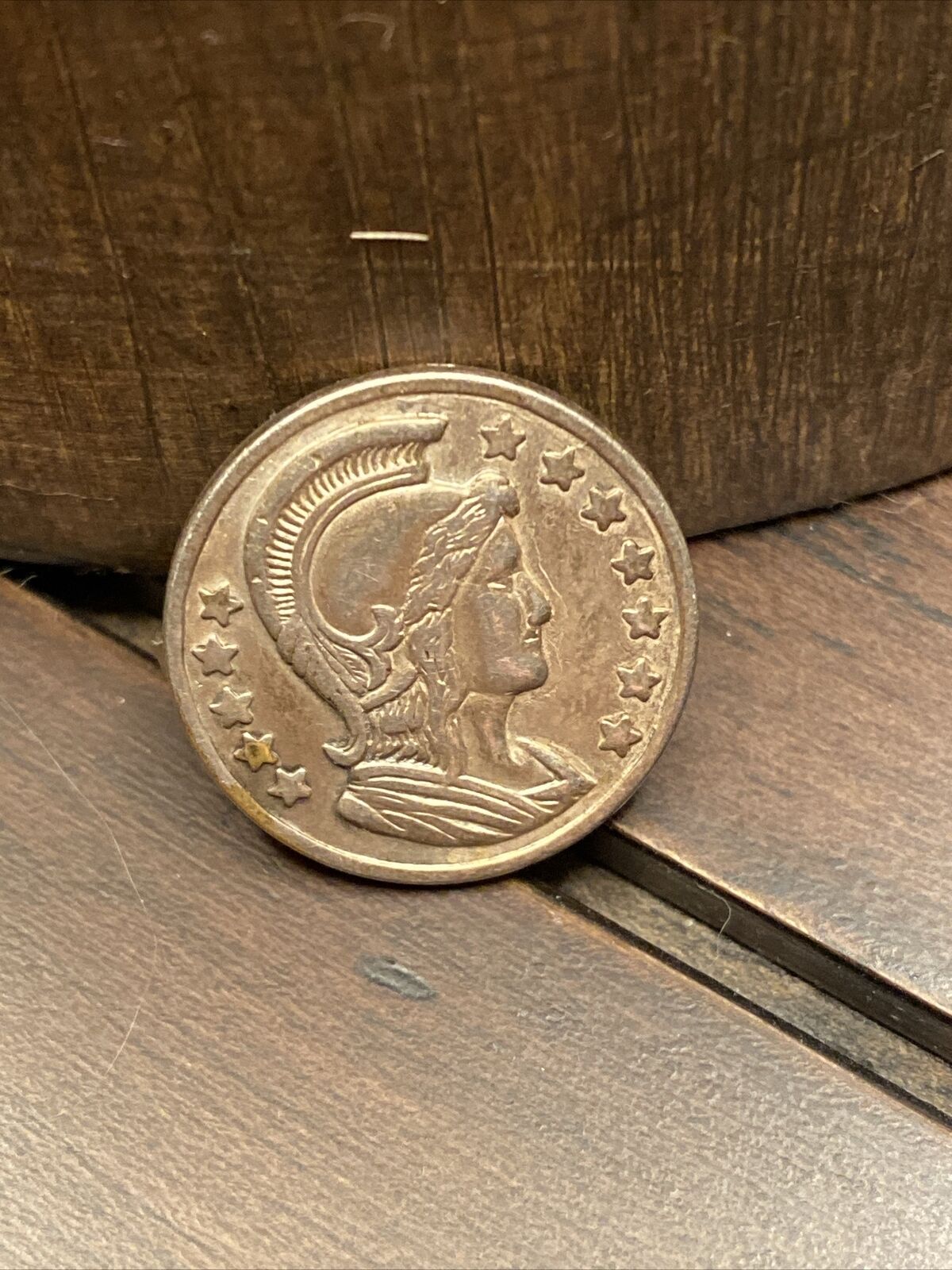 Rare Roman Gladiator Bronze Medallion Coin Pin Back Antique Art Medal 23