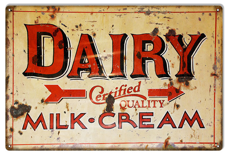 Reproduction Aged Dairy Certified Quality Milk Cream Sign 12\