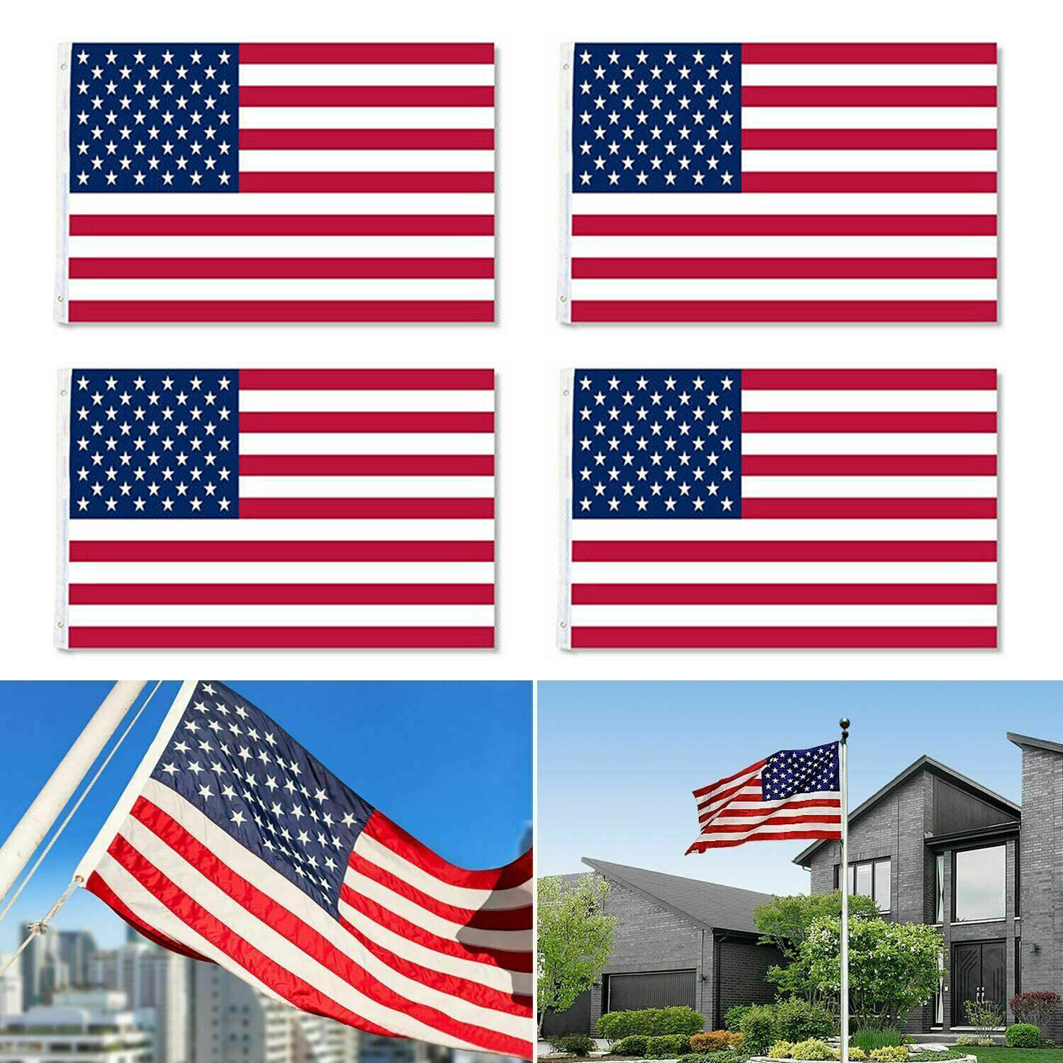 4PCS 4x6 FT~ USA Flag ~with Grommets ~US American Flag ~United States of America