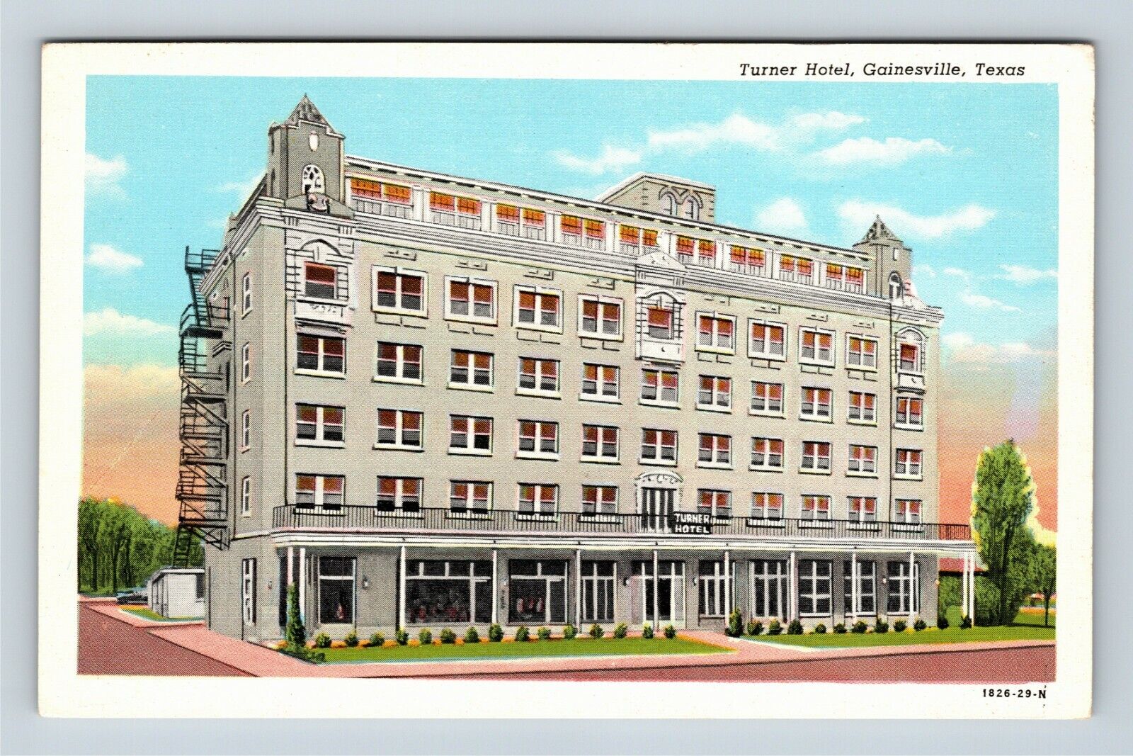 Gainesville TX, Turner Hotel, Texas Vintage Postcard