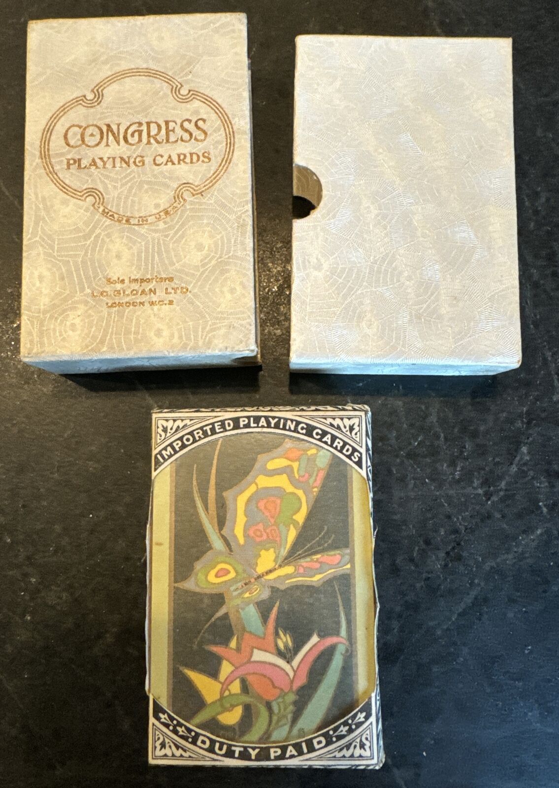 Sealed Vintage Antique Playing Cards Congress Papillon USPC Imported Duty Paid 