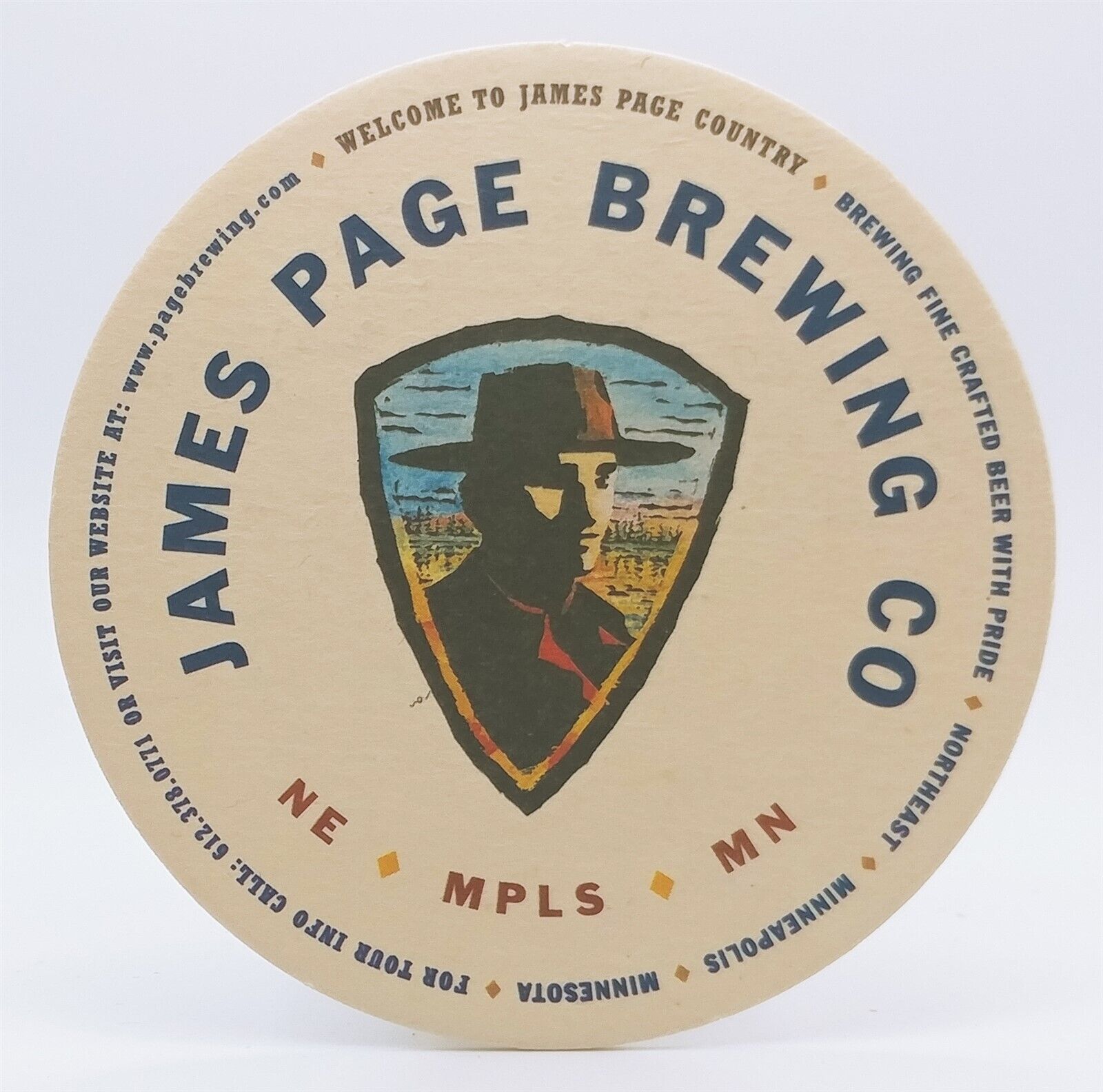 James Page Brewing Company Beer Coaster Minneapolis Minnesota-R458