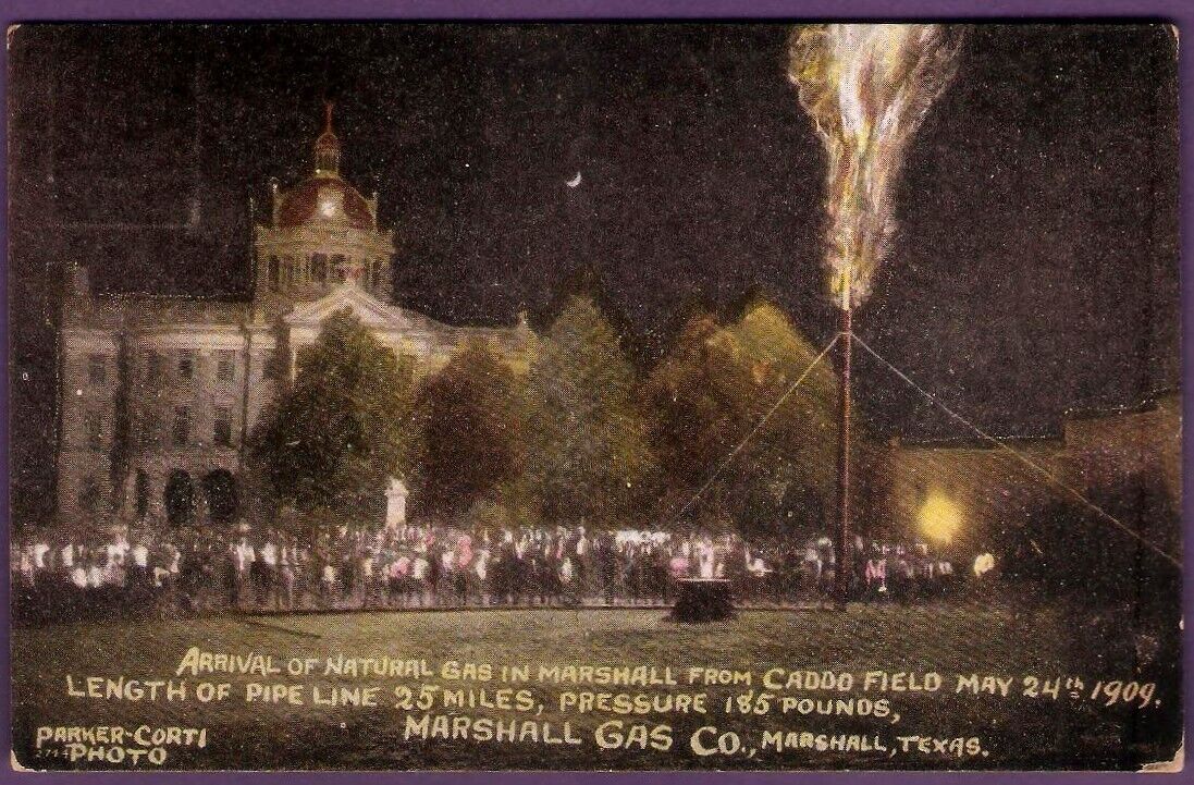 Marshall Texas Arrival of Natural Gas Marshall Gas Company 1912 Postcard