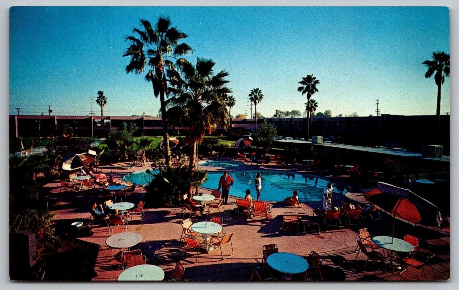Safari Hotel Scottsdale Arizona Palms Swimming Pool Birds Eye View VNG Postcard