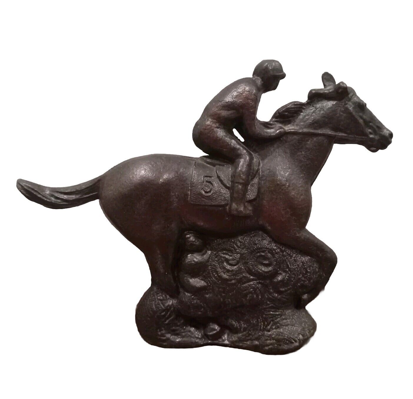 Vintage CAST POT METAL Horse & Jockey Figurine #5 Niagara Falls Souvenir