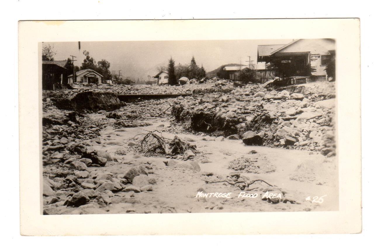 CA - MONTROSE CALIFORNIA 1945 RPPC Postcard FLOOD AREA