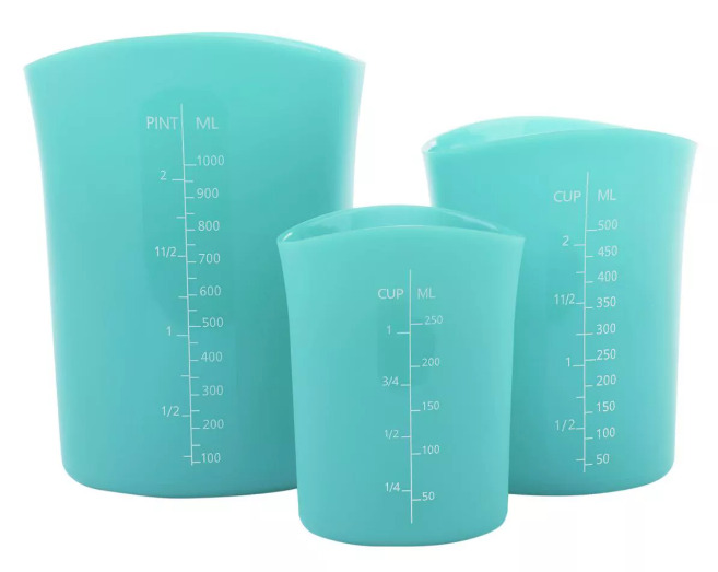 Curtis Stone Set of 3 Silicone Measuring Cups - Turquoise