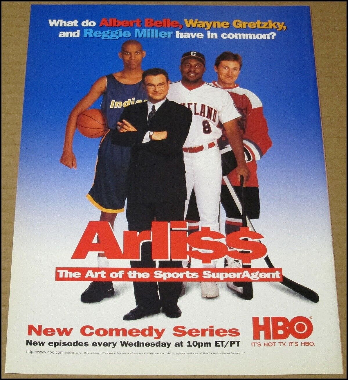 1996 Arliss HBO Series Print Ad Advert Reggie Miller Wayne Gretzky Robert Wuhl