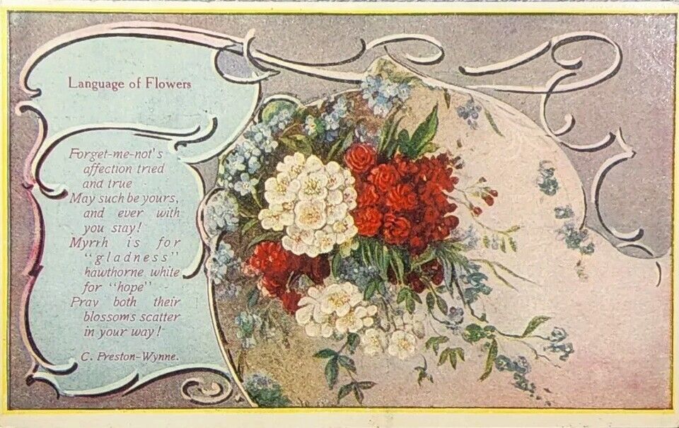 1916 Picture Postcard ~ Language Of Flowers ~ Forget-Me-Not ~  #-5199