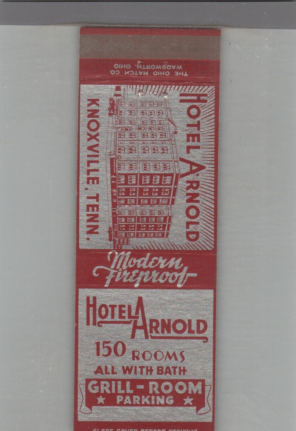 Matchbook Cover Hotel Arnold Knoxville, TN