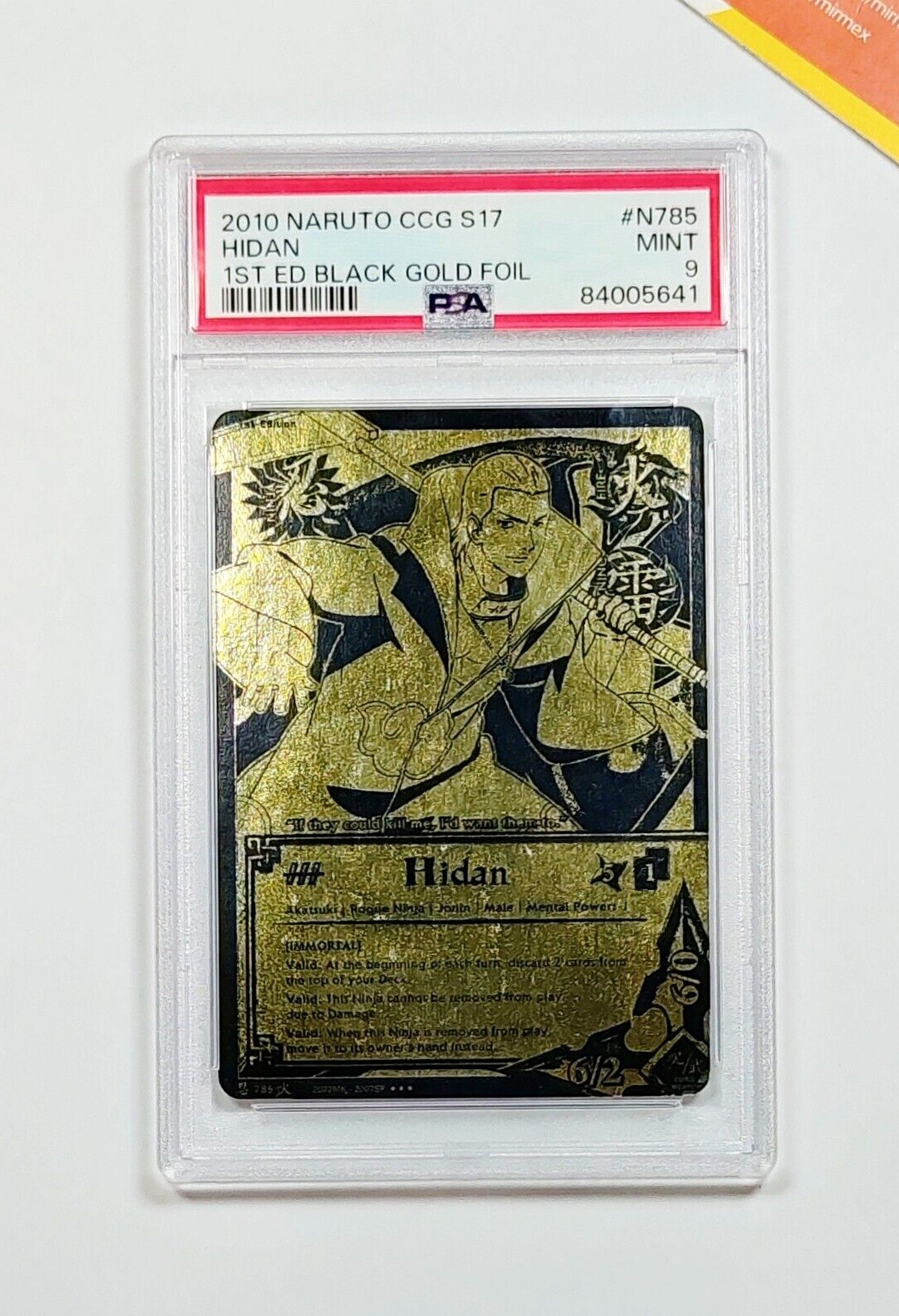 2010 Naruto PSA 9 Hidan #N785 1st Edition Black Gold Foil Will Of Fire Japanese