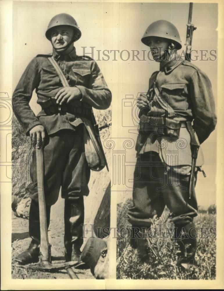 1938 Press Photo Czechoslovakian soldiers in the German Sudenten area