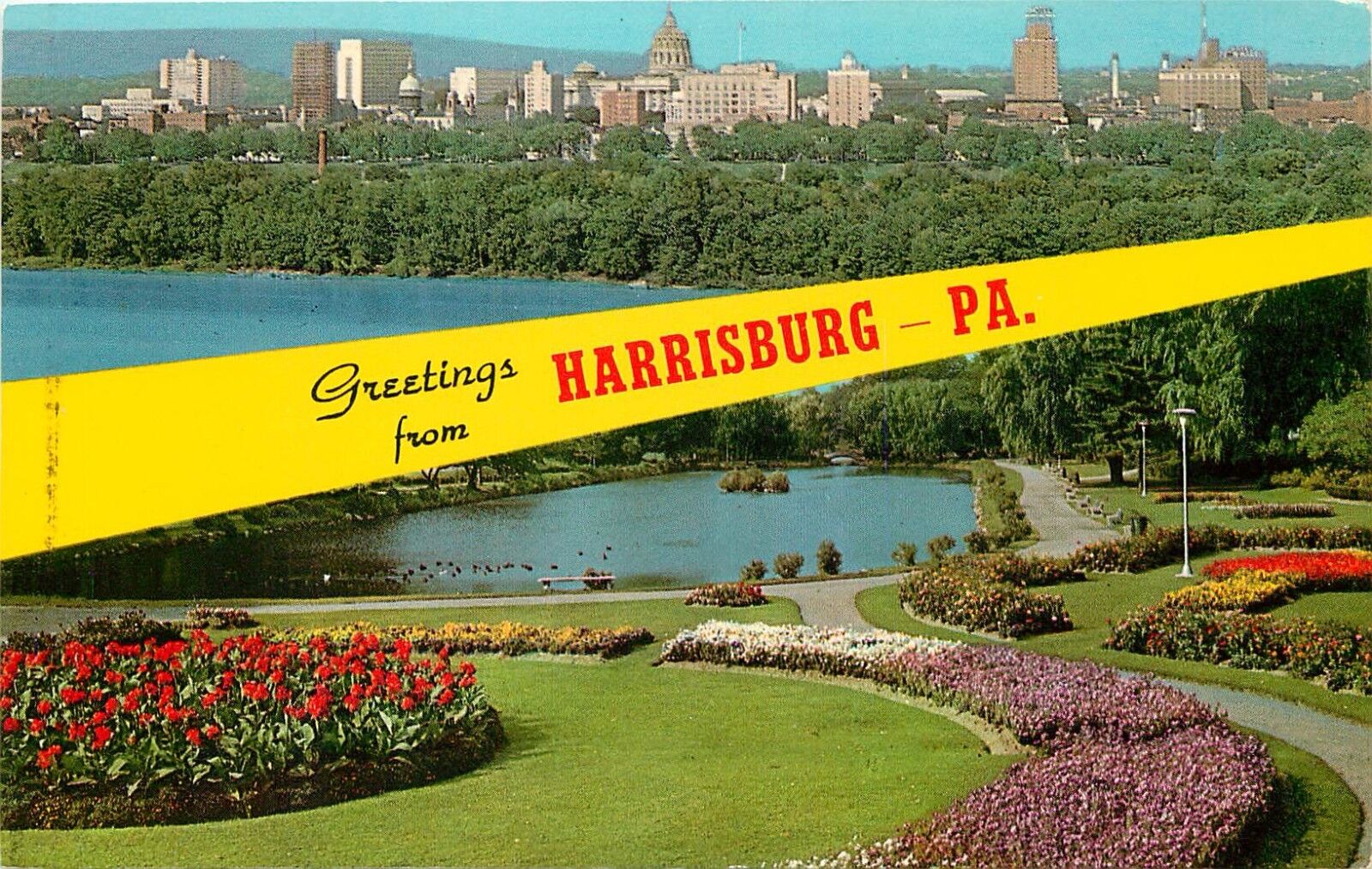 Greetings from Harrisburg PA Pennsylvania Capital Keystone State Postcard