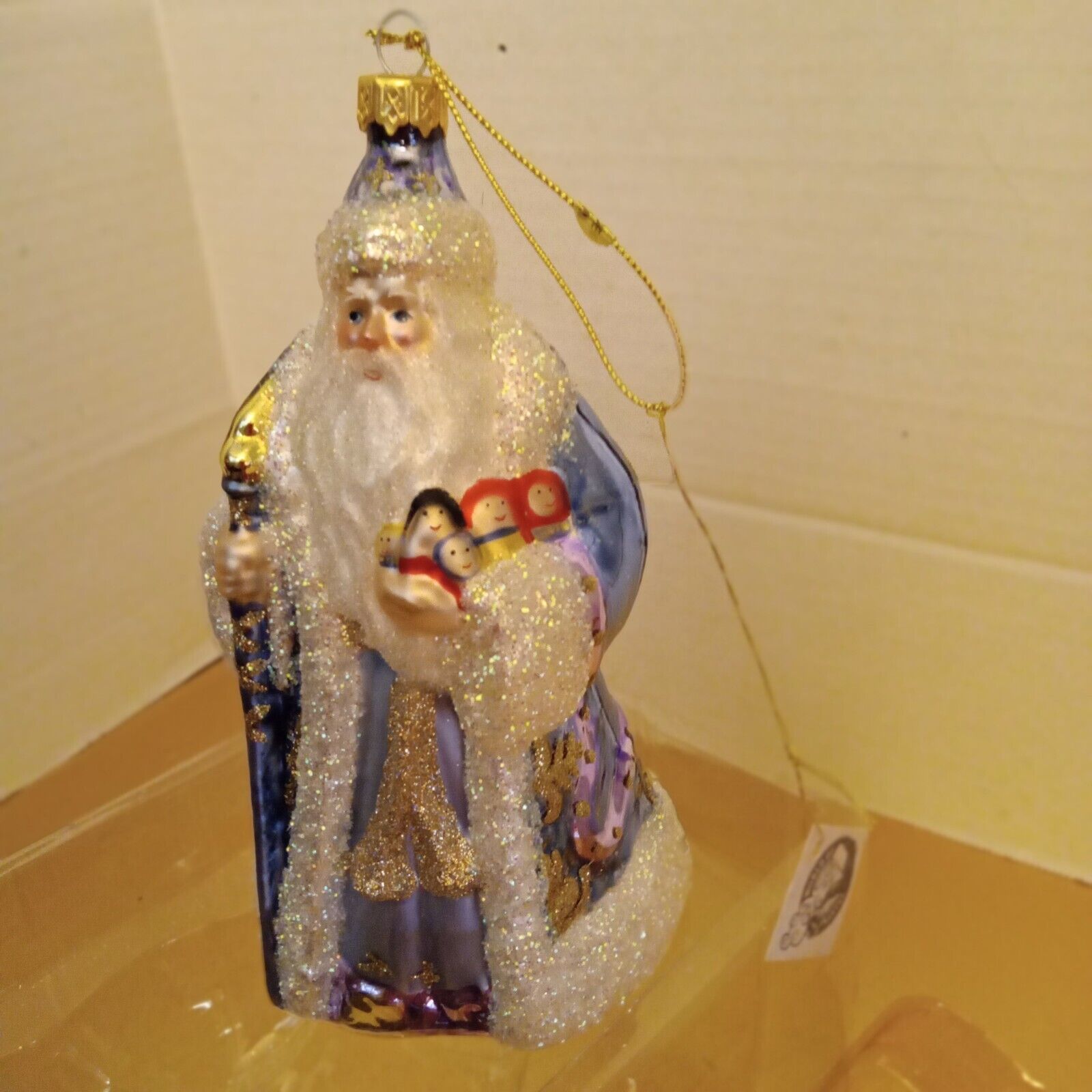 Vintage Kurt Adler Glass Russian Santa In Box/World Of Santas Collection