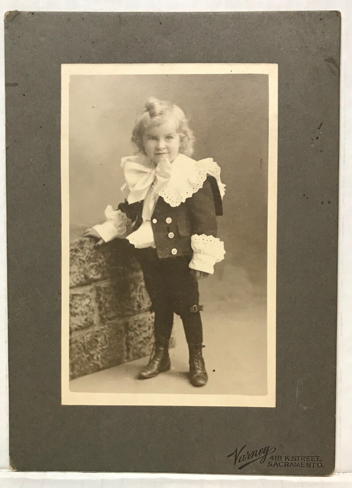 Young Boy Studio Portrait Varney Sacramento Cal Late 1800s CABINET CARD CC05