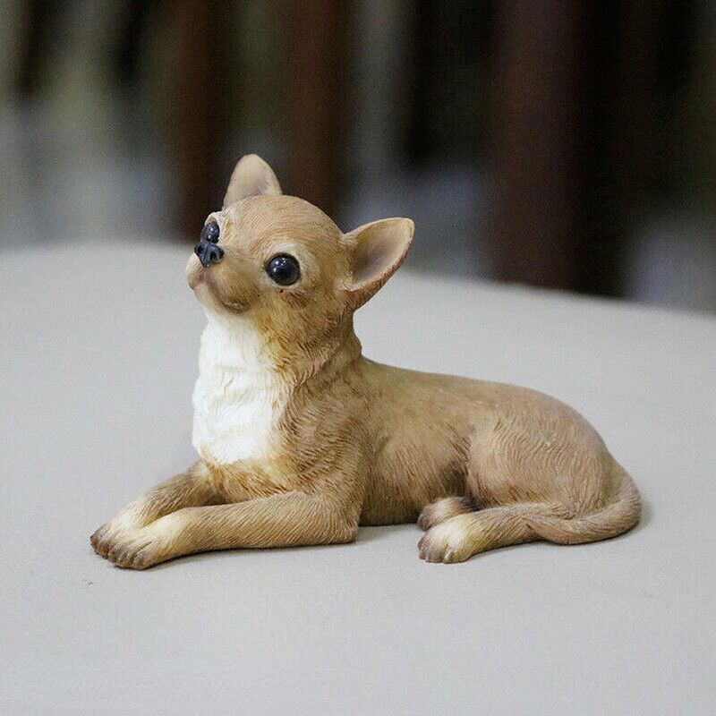Simulation Mini Lovely Chihuahua Dog Resin Figurine Statue Mini Pet Toy