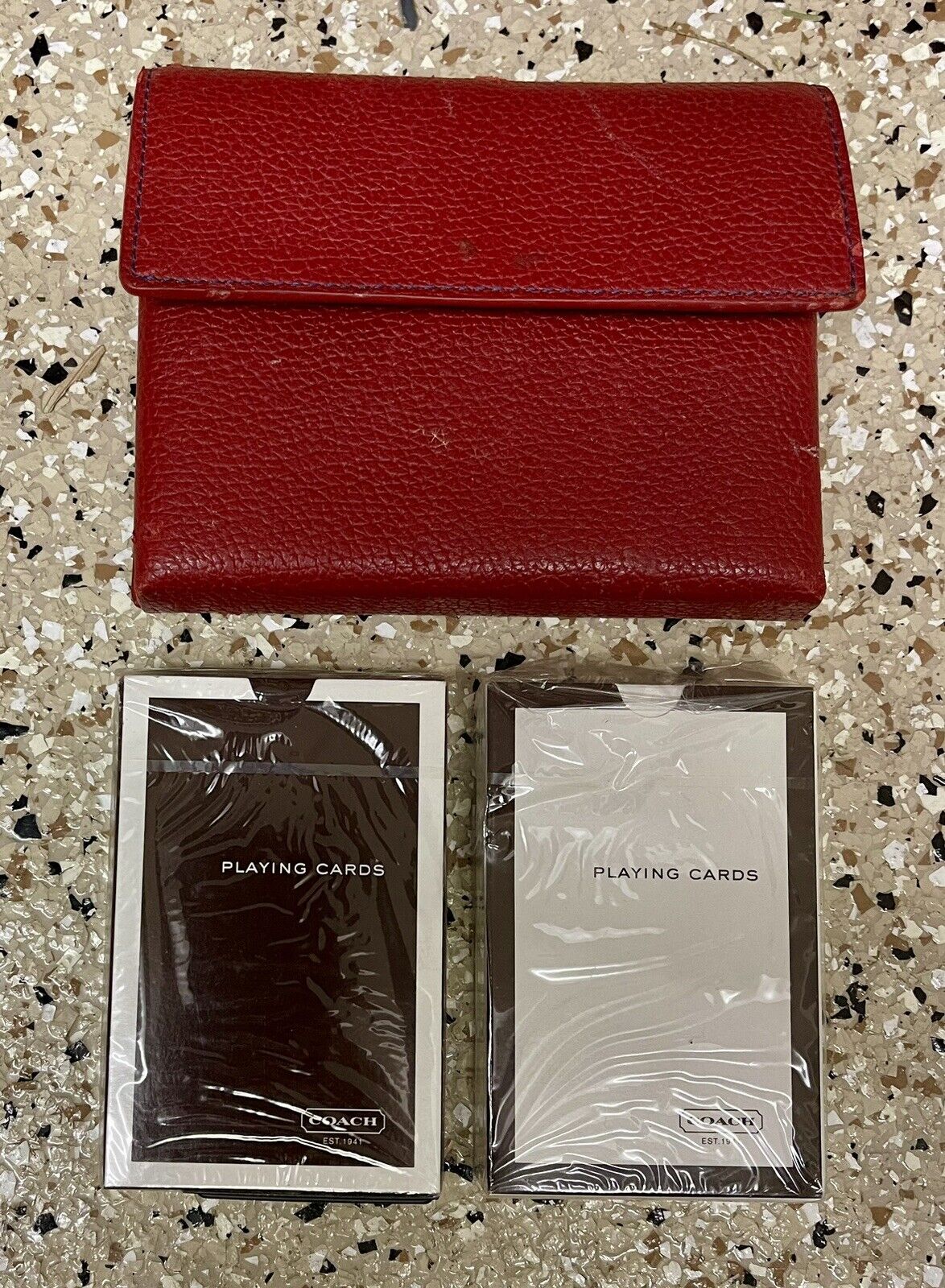 Coach Playing Cards with Red Leather Travel Case SLG Accessories Rare