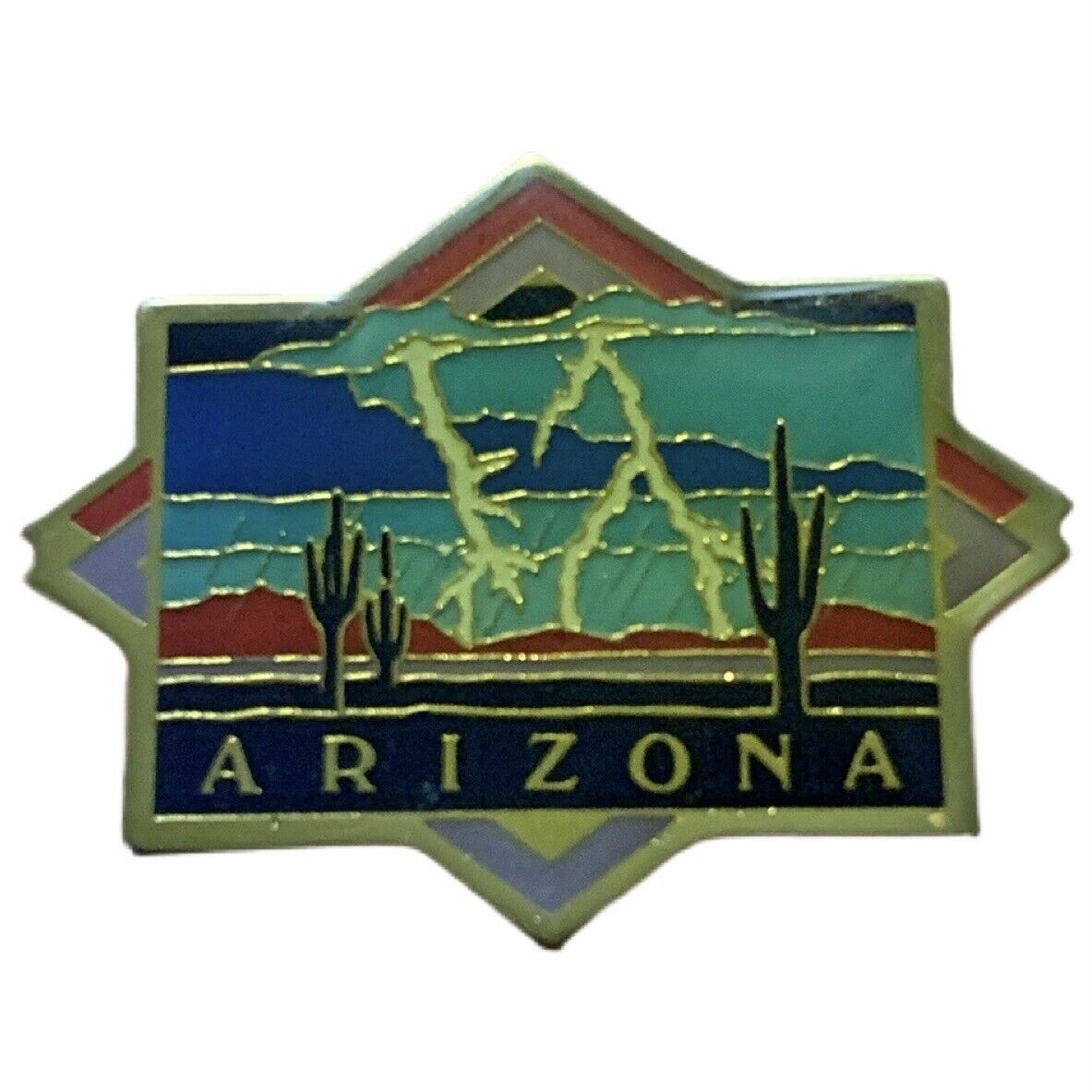 Vintage Arizona Desert Rainstorm Scenic Travel Souvenir Pin