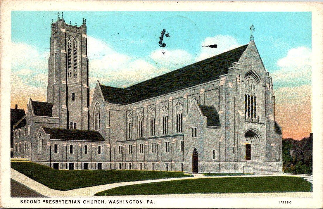 Vtg Washington PA, Second Presbyterian Church, Pennsylvania Postcard Posted 1935