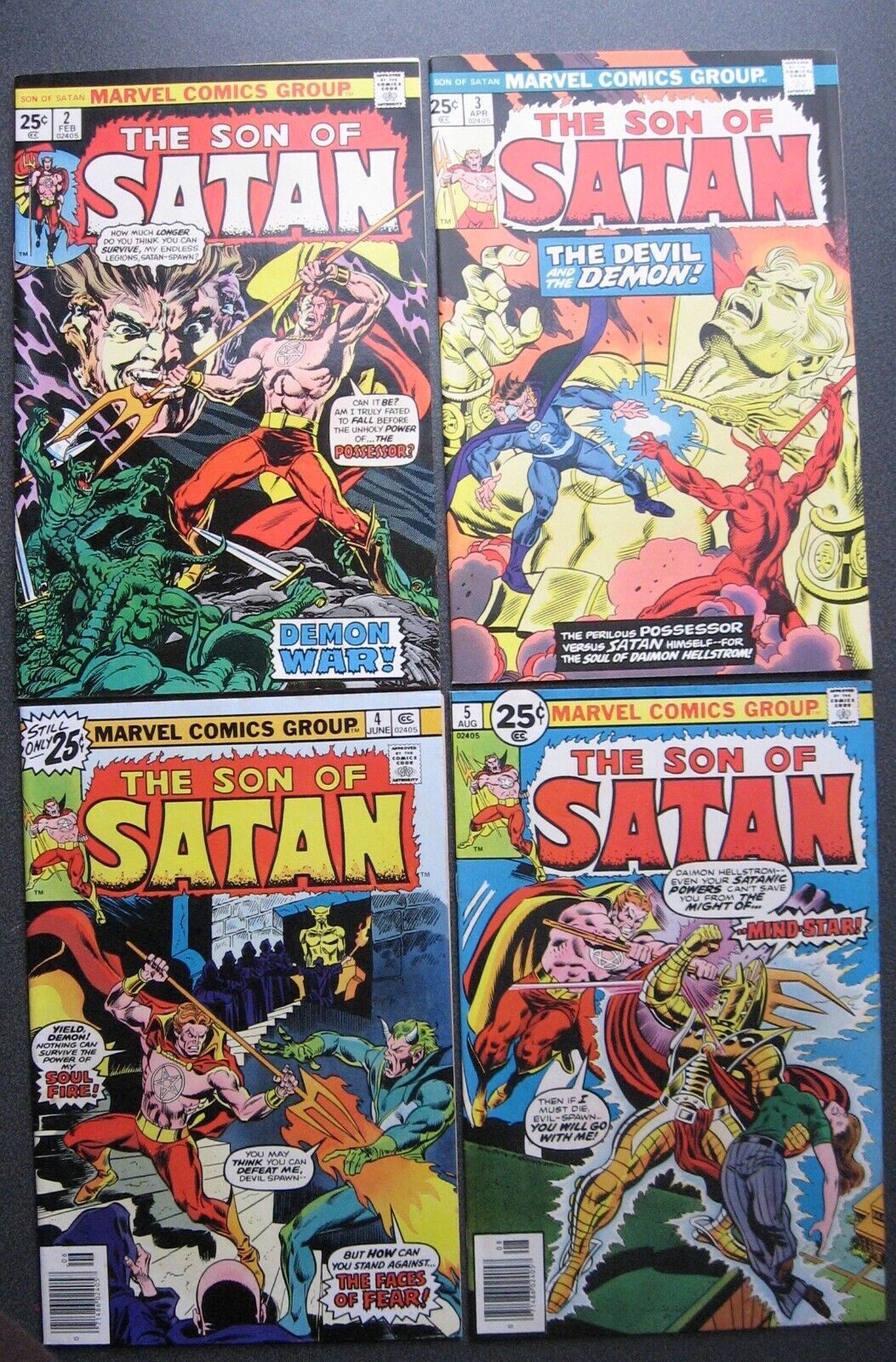 SON OF SATAN Lot of 4 Comics 2 3 4 5 Marvel Mid-High Grade 1976