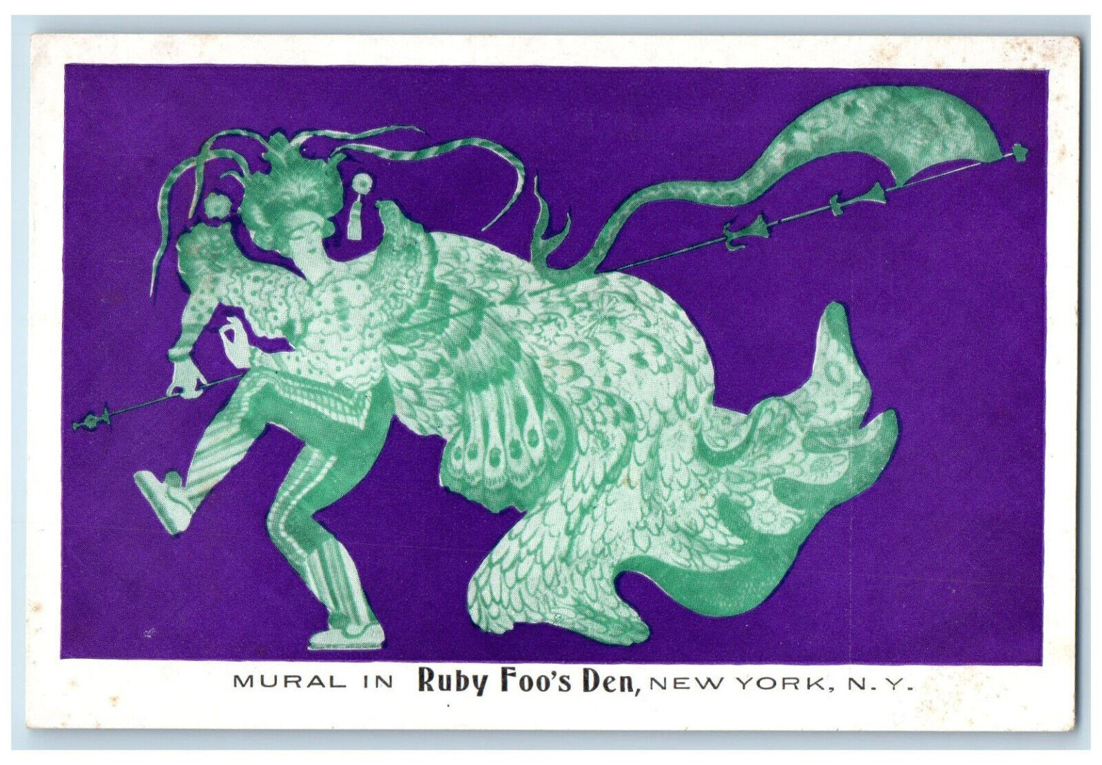 c1940\'s Mural In Ruby Foo\'s Den West of Broadway New York NY Postcard