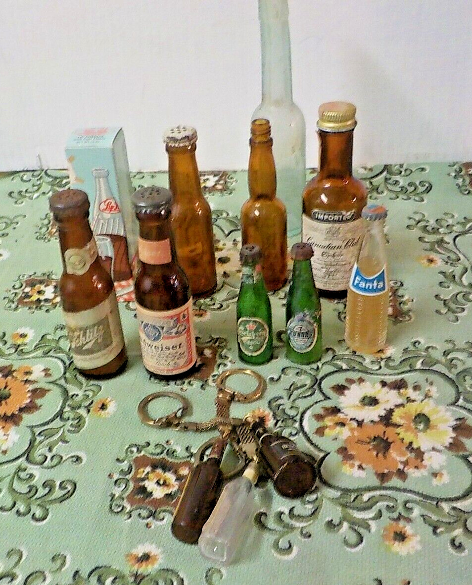 Lot of 10 Vintage  Mini  Miniature Bottles - Empty