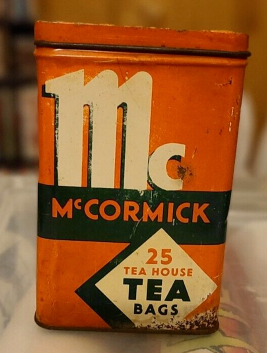 Vintage 1938 McCormick Tin 25 Tea Bags Empty Can