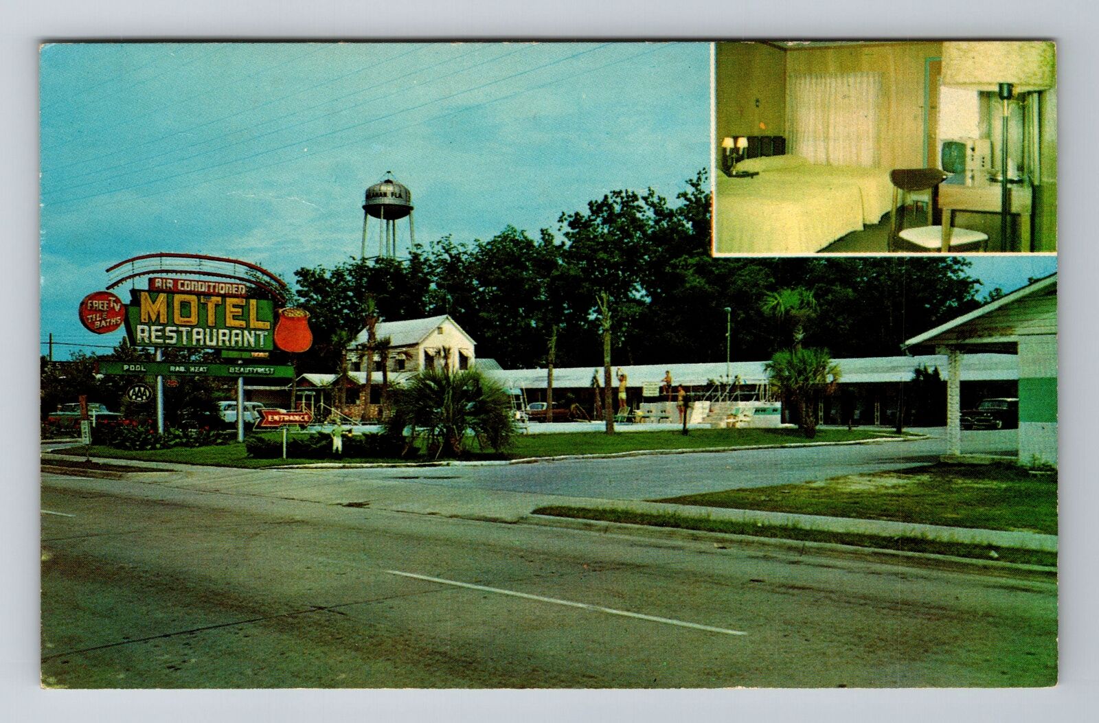 Callahan FL-Florida, Rainbow Motel, Advertising, Antique Vintage Postcard