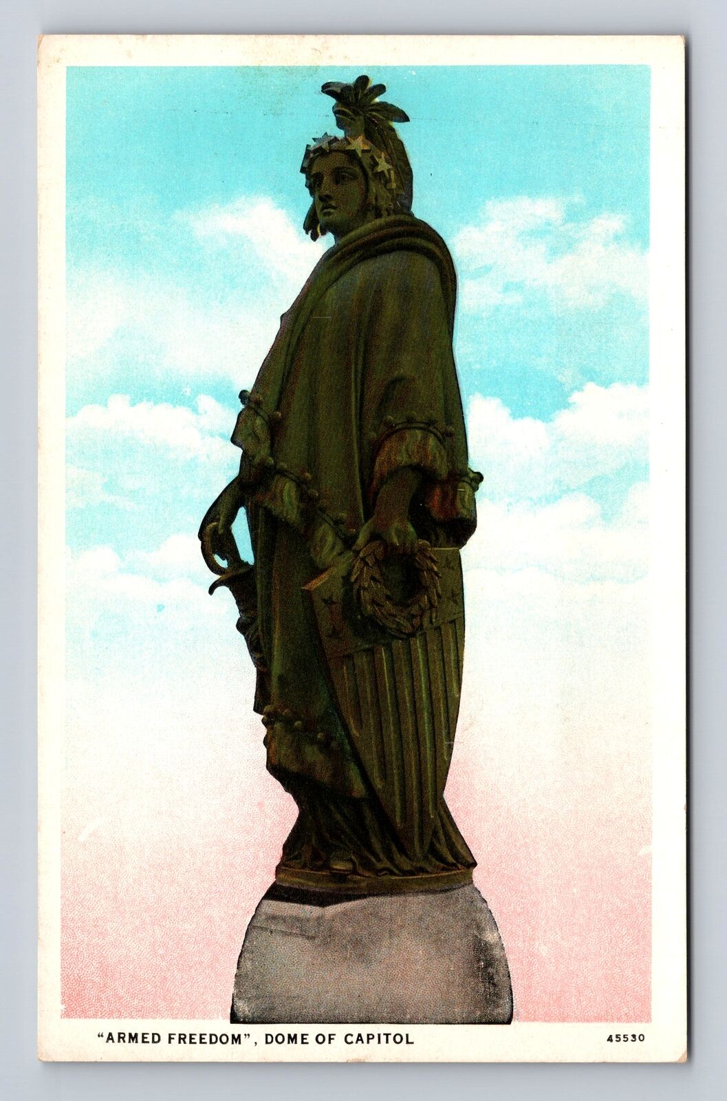 Washington DC, Armed Freedom Bronze on Dome of Capitol Souvenir Vintage Postcard