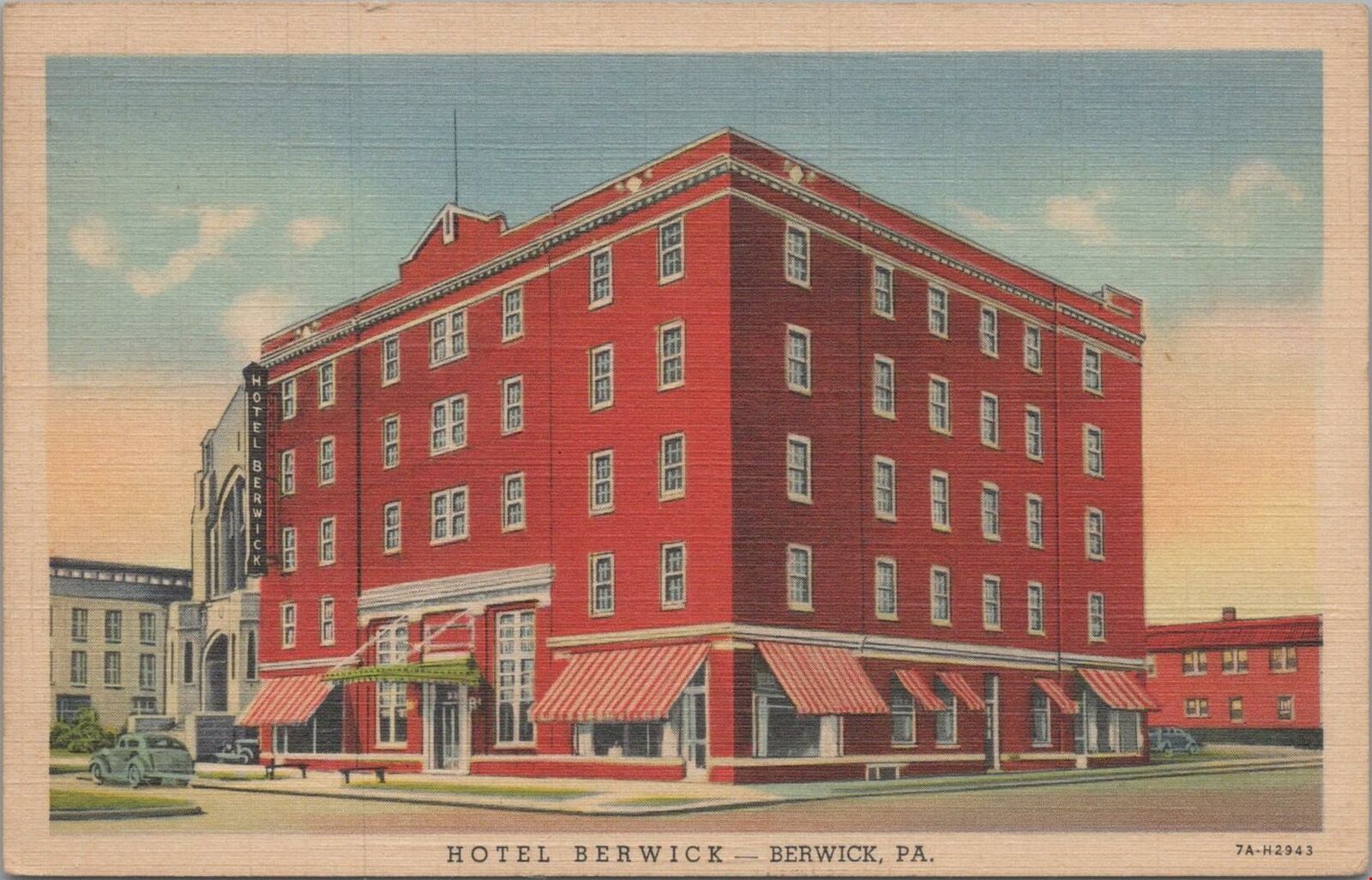 Postcard Hotel Berwick Berwick PA 1938 