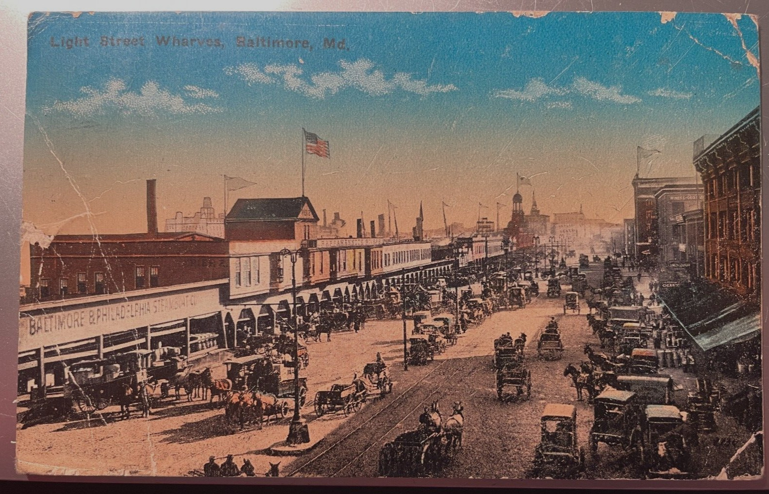 Vintage Postcard 1914 Light Street Wharves, Baltimore, Maryland (MD)