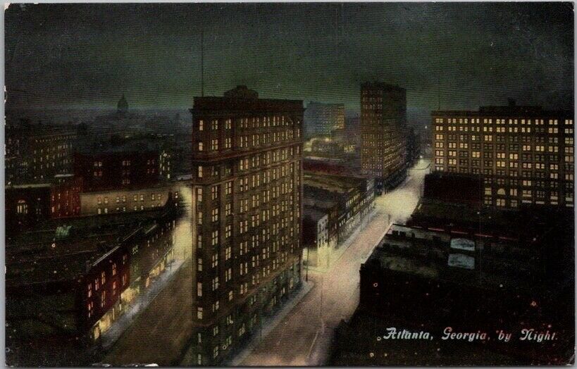 1910s ATLANTA Georgia Postcard Bird's-Eye Street View 