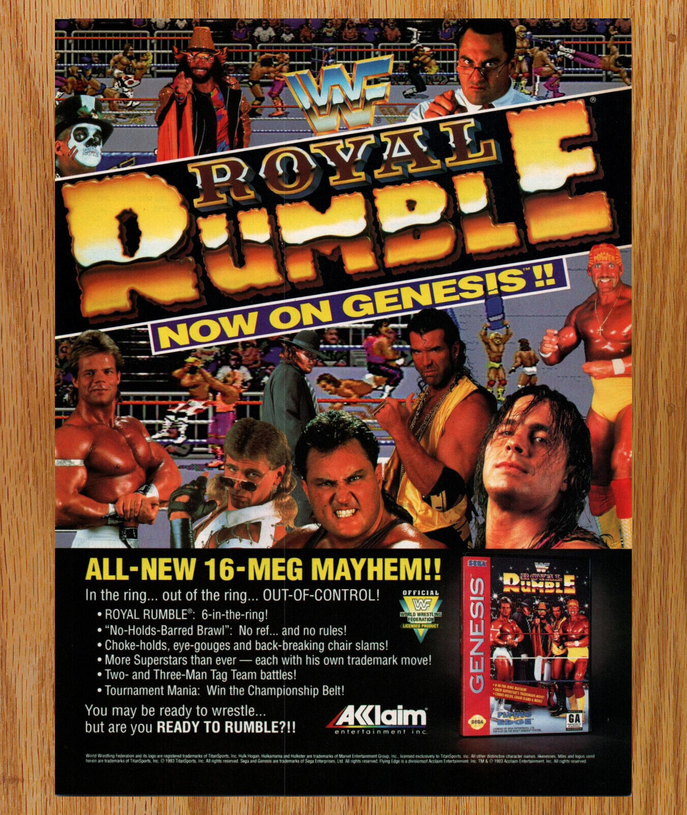 WWF Royal Rumble Genesis Acclaim - Video Game Print Ads Poster Promo Art 1993