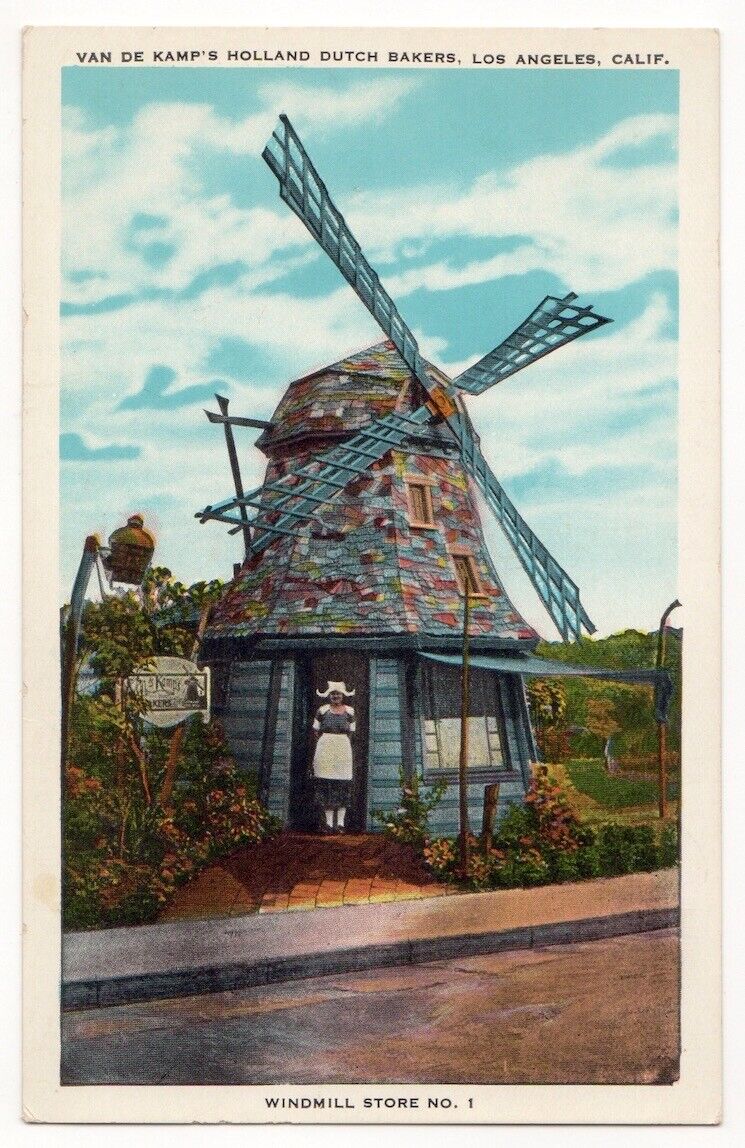 Los Angeles California c1920's Van De Kamp Holland Dutch Bakers, Windmill Store