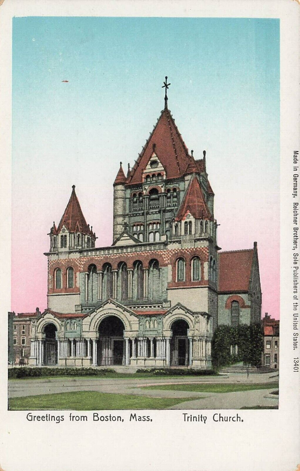 1900\'s Boston MA Postcard GERMANY Trinity Church UNDIVIDED UNPOSTED MA120