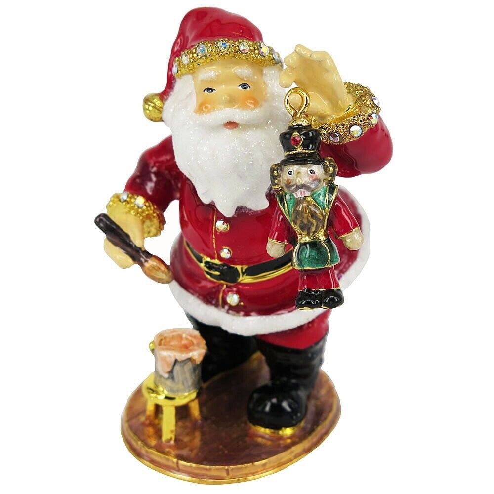 NEW Rucinni Santa Nutcracker Trinket Box Crystals Christmas Holidays