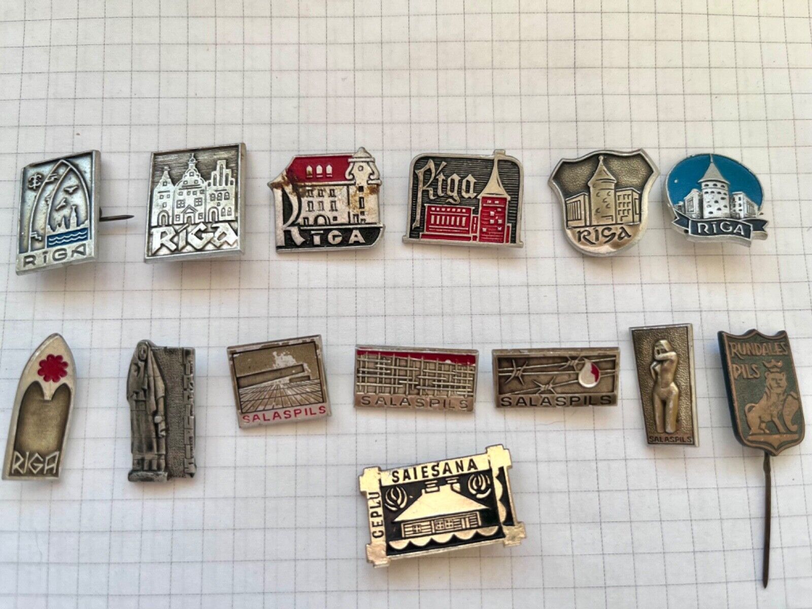 Riga. Latvia .Salaspils .Set of 14 vintage badges