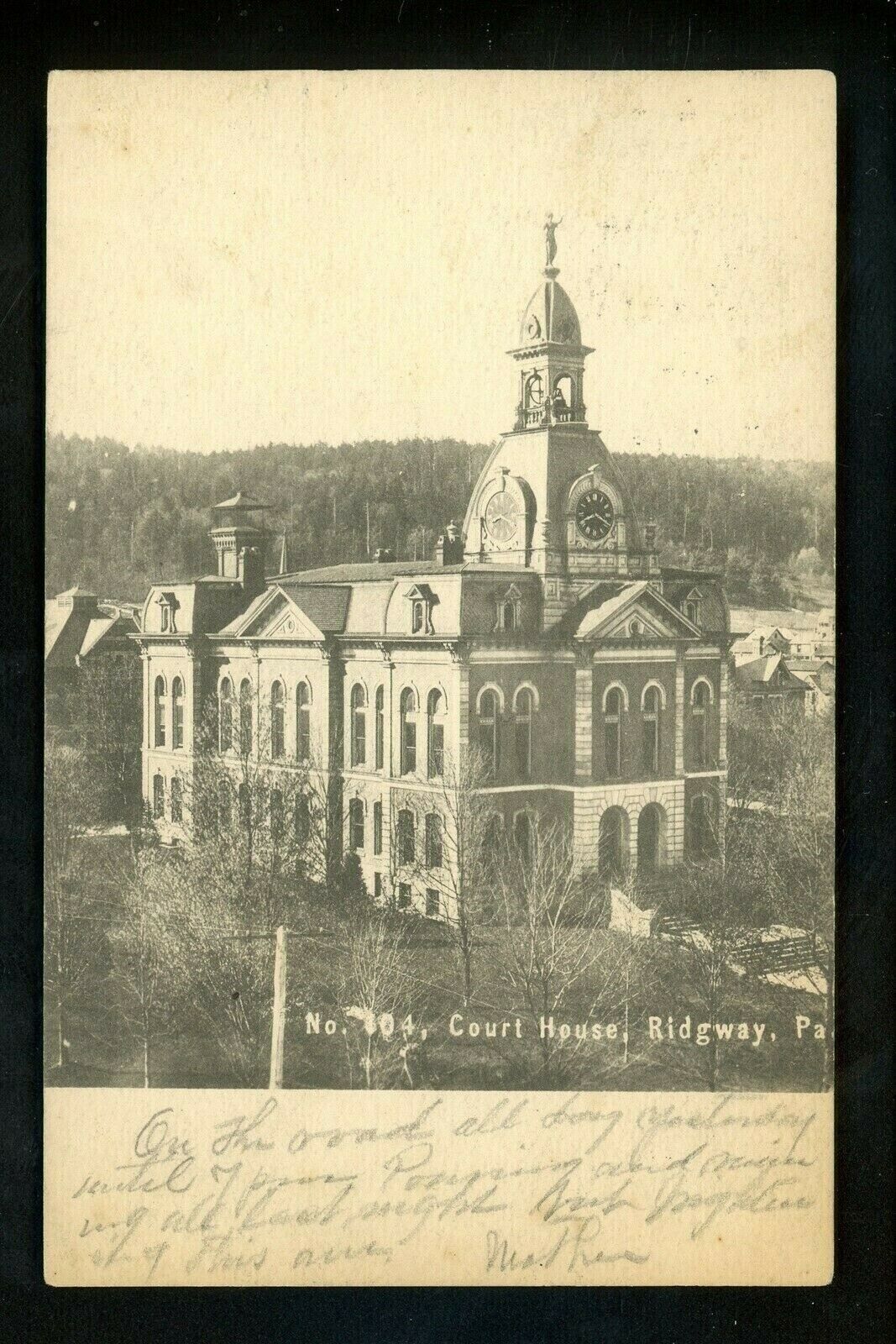 Pennsylvania PA postcard Ridgway, Court House Building Vintage 1905