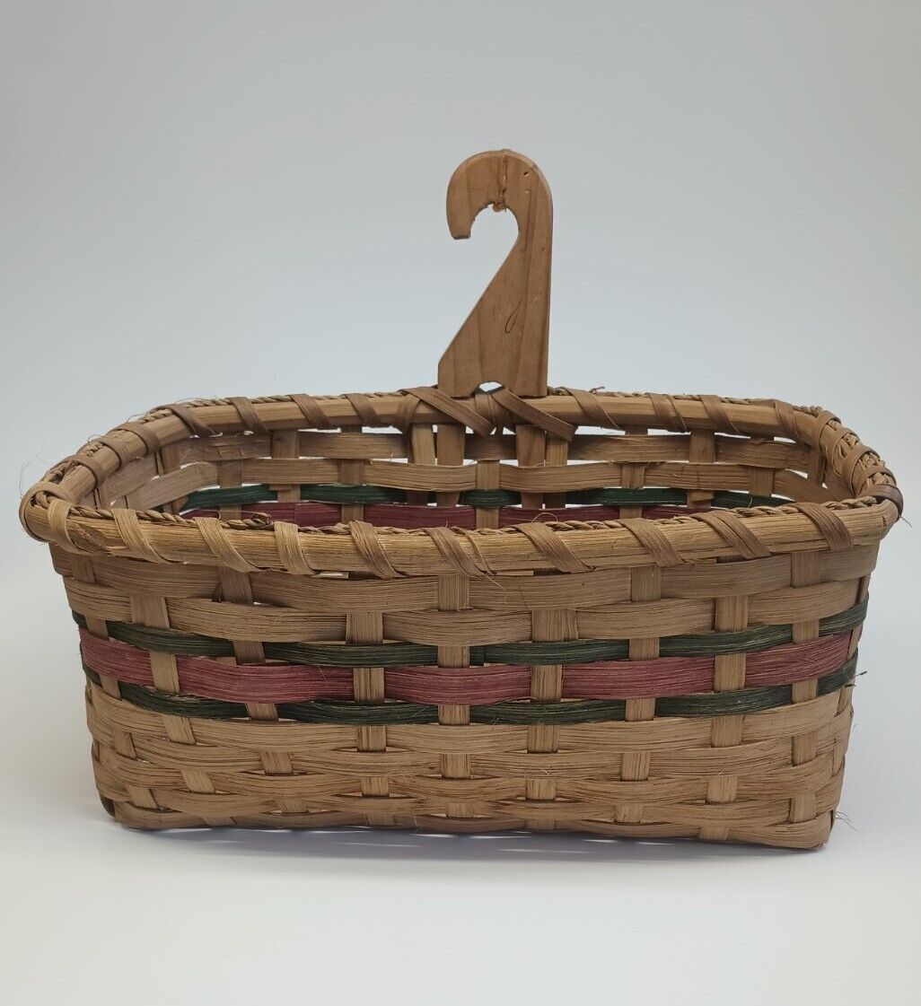 Amish Basket Handmade With Hook Small Size Multicolored Vintage Very Unique 