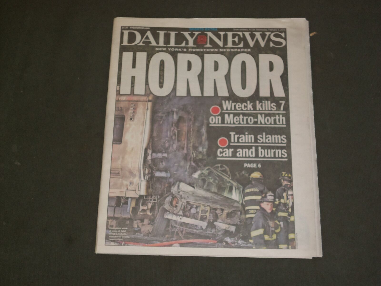 2015 FEBRUARY 4 NEW YORK DAILY NEWS - METRO-NORTH FIERY TRAIN CRASH - 7 KILLED