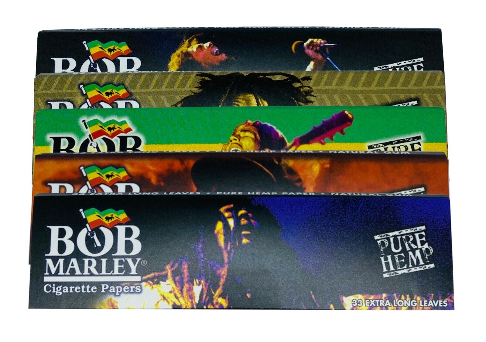 Bob Marley King Size Rolling Papers Authentic 5 Packs (33 Papers Per Pack)