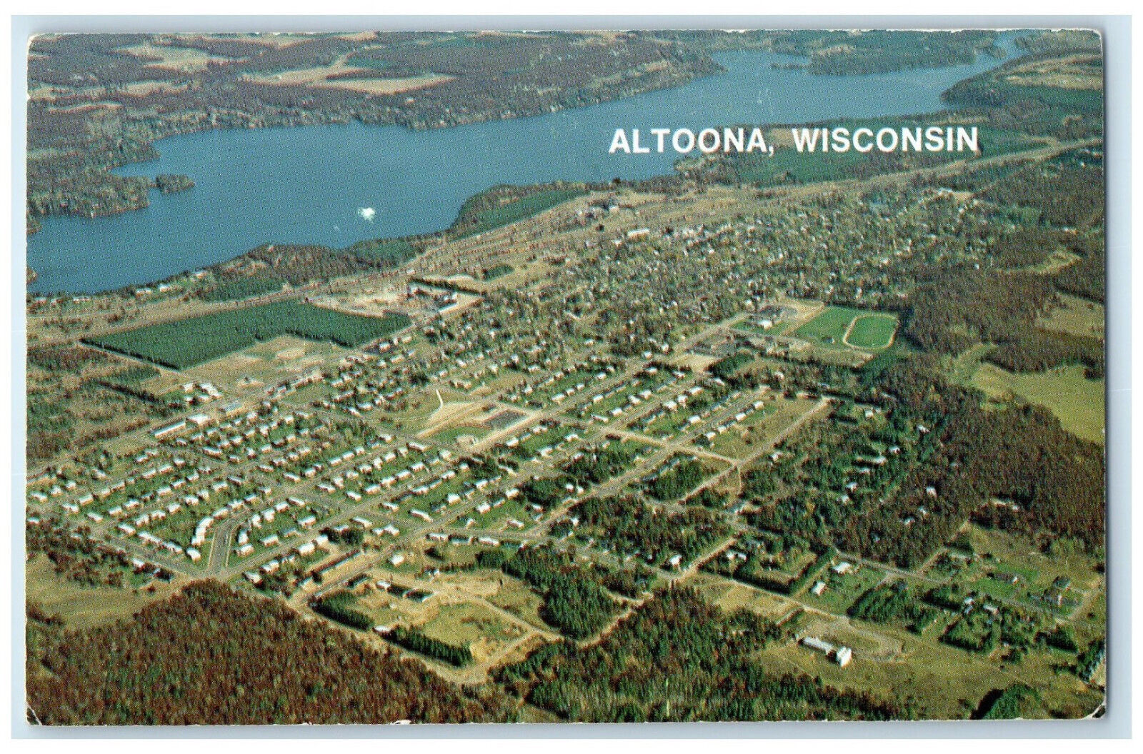 c1950\'s Suburban Community Aerial View Altoona Wisconsin WI Postcard