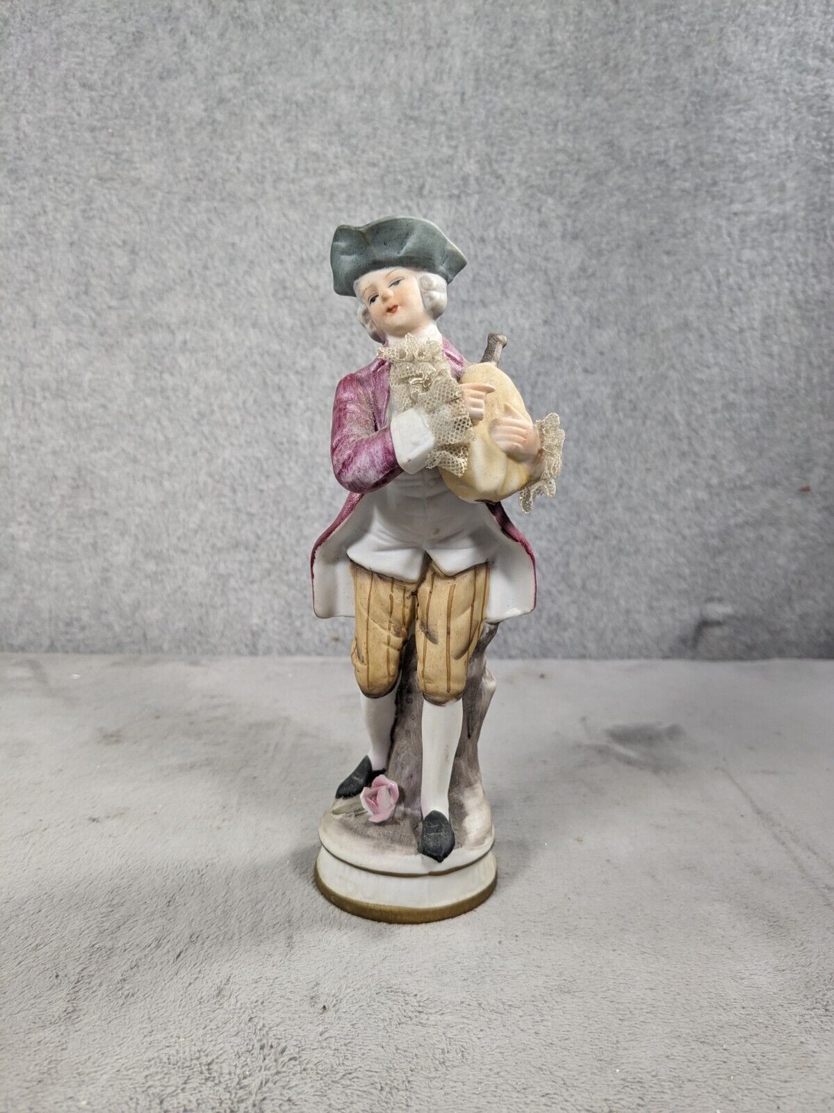 Norleans Vintage Porcelain Victorian Man with Bagpipes Figurine Home Decor