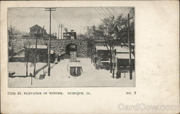 Dubuque,IA 11th St. Elevator in Winter Iowa Antique Postcard Vintage Post Card