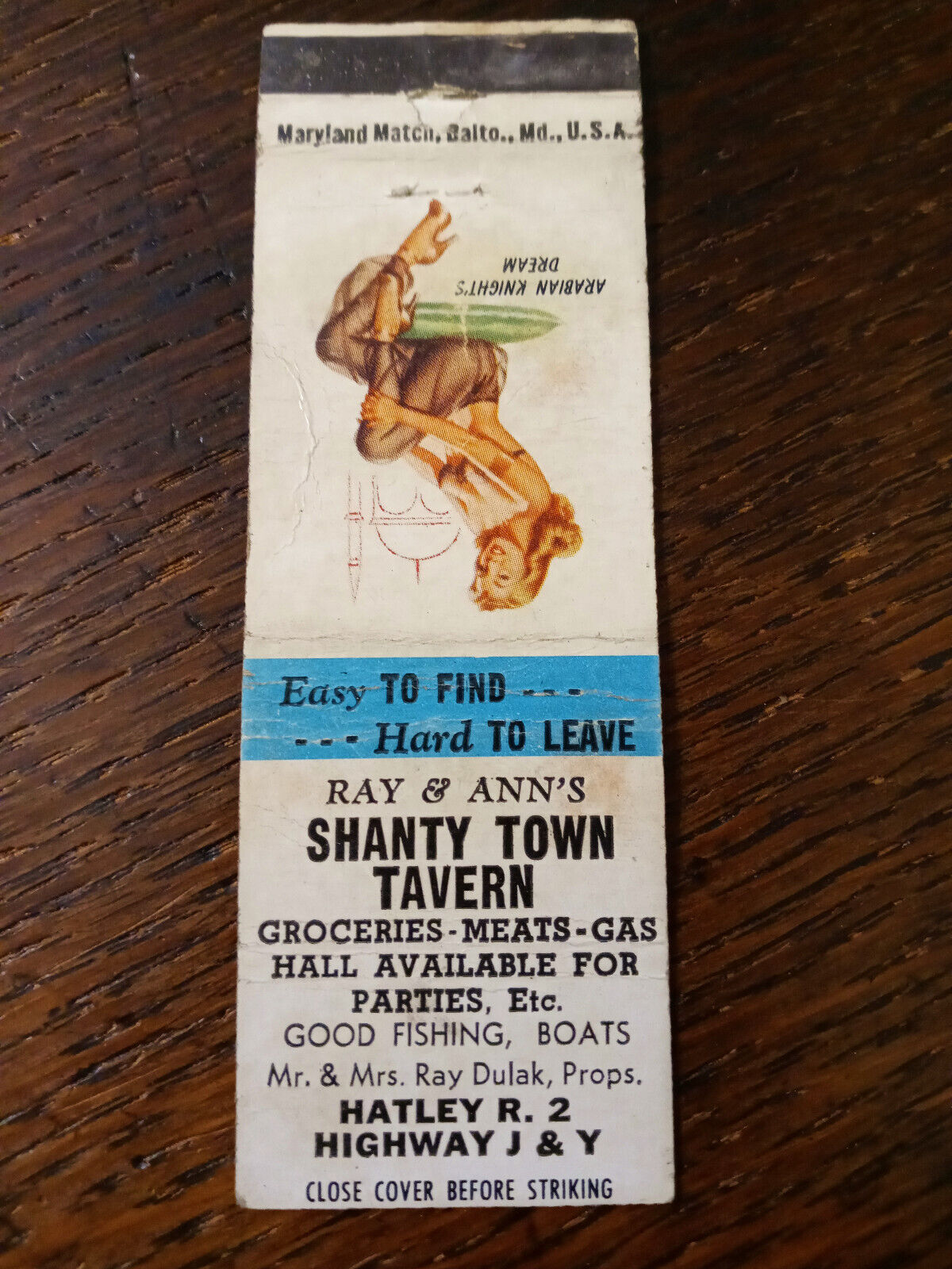 Vintage Matchcover: Shanty Town Tavern, Shanty Town, WI