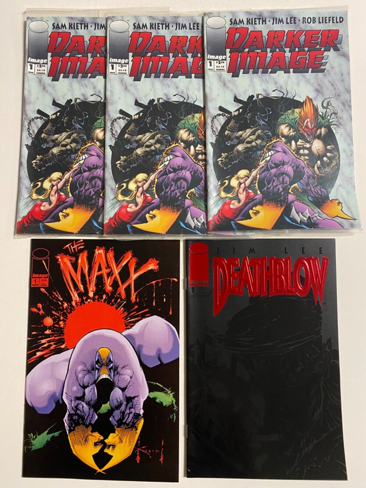 DARKER IMAGE  #1  ( x3 copies different cards ) 1st -,  MAXX  #1,  DEATHBLOW  #1
