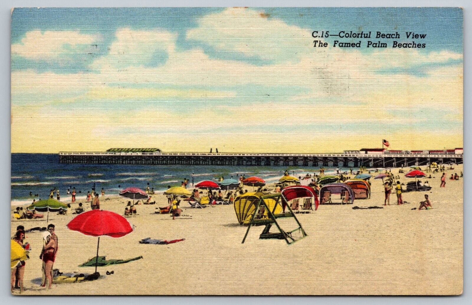 Vintage Postcard The Famed Palm Beaches Colorful View West Palm Beach, Florida
